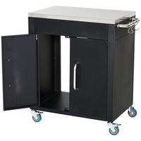 GRILLWAGEN DE-10113 mit Schrank und Haken, Edelstahlplatte Schwarz - Schwarz, Metall (50/86.5/86cm) - ComfortXL