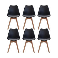 ESSZIMMERSTUHL 6er-Set Schwarz mit Holzbeinen - Schwarz, Holz (49/83/42cm)