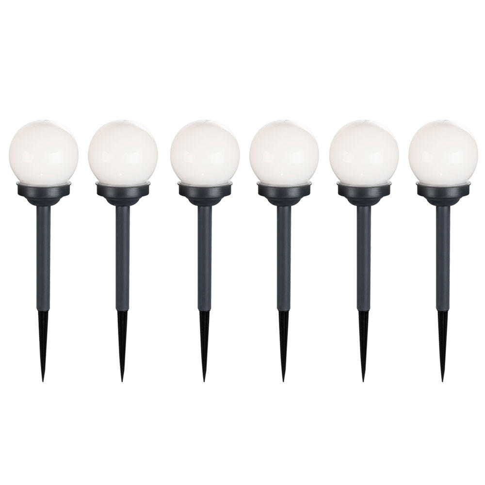 LED AUSSENLEUCHTE Kugel Weiß 6er Set - Weiß, Kunststoff (10/10/39cm) - Globo Lighting