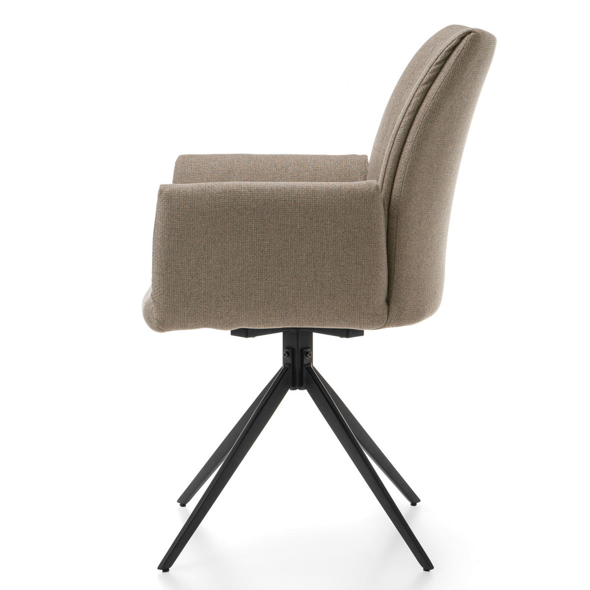STUHL PRATO gepolstert mit Steppung - dunkelbeige - Chenille - Beige/Schwarz, Textil/Metall (60/89/63cm) - NEW HOME