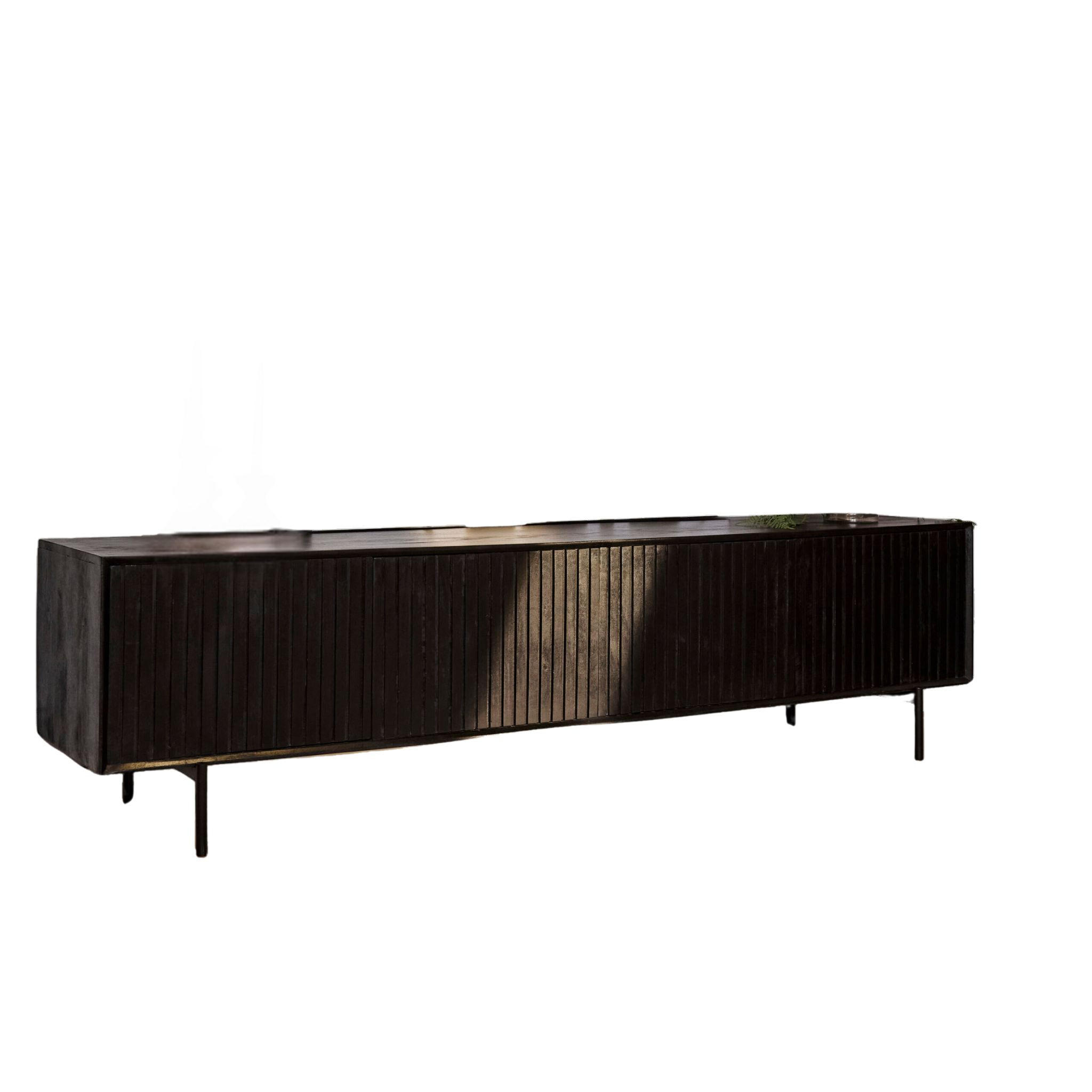 LOWBOARD Dimora Mangoholz 210 cm / 45 cm Schwarz - Schwarz, Holz (210/55/45cm) - Villa Möbel