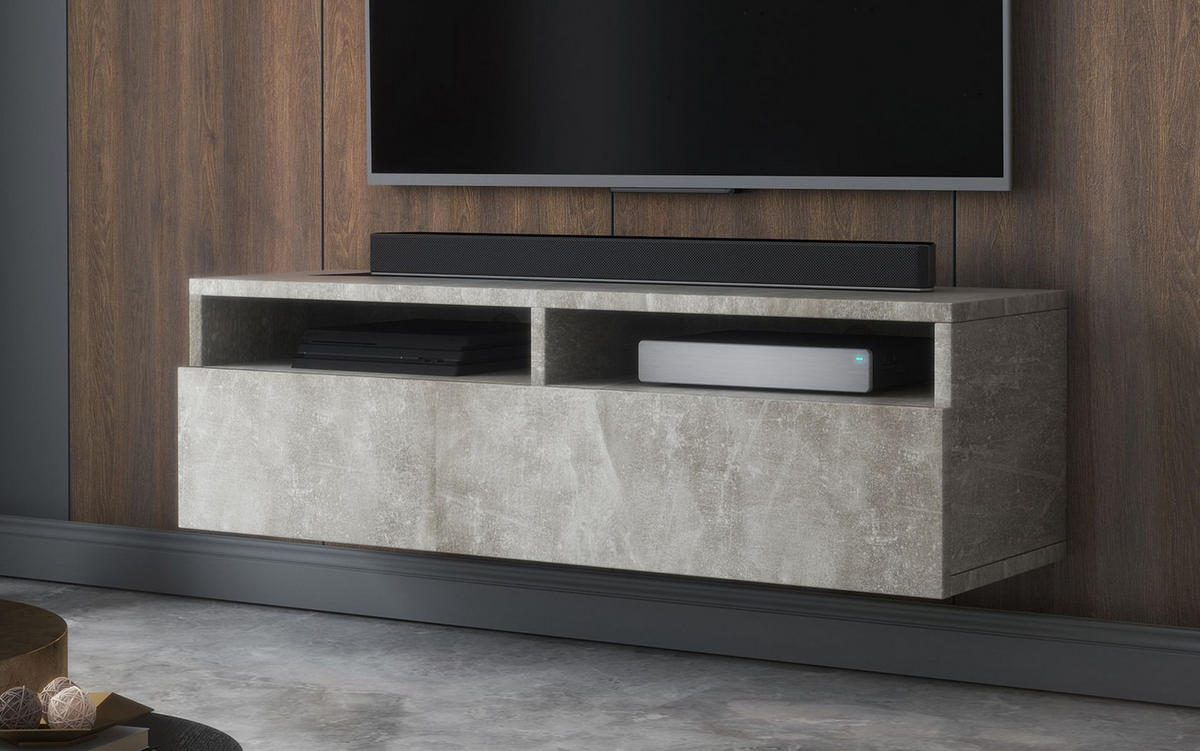 TV-LOWBOARD Rednaw Beton-Optik, 100 cm - Grau, Holzwerkstoff (100/30/31cm) - Selsey