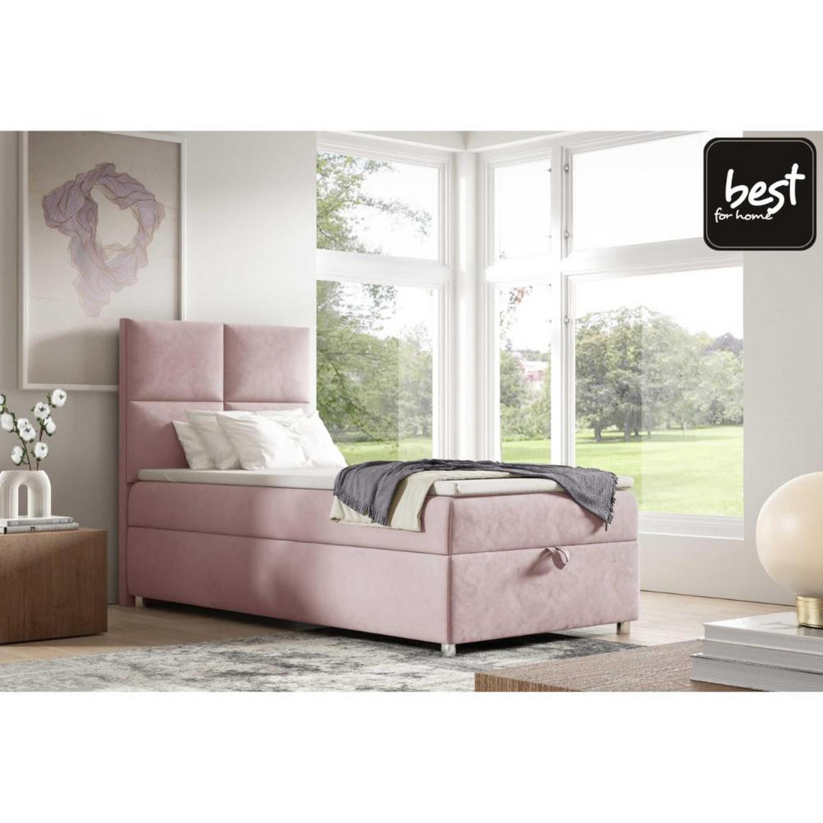BOXBETT mit Bettkasten Trinity K2-SINGLE Bonellfederkern inkl - Rosa, Holz/Holzwerkstoff (100/200cm) - Best For Home