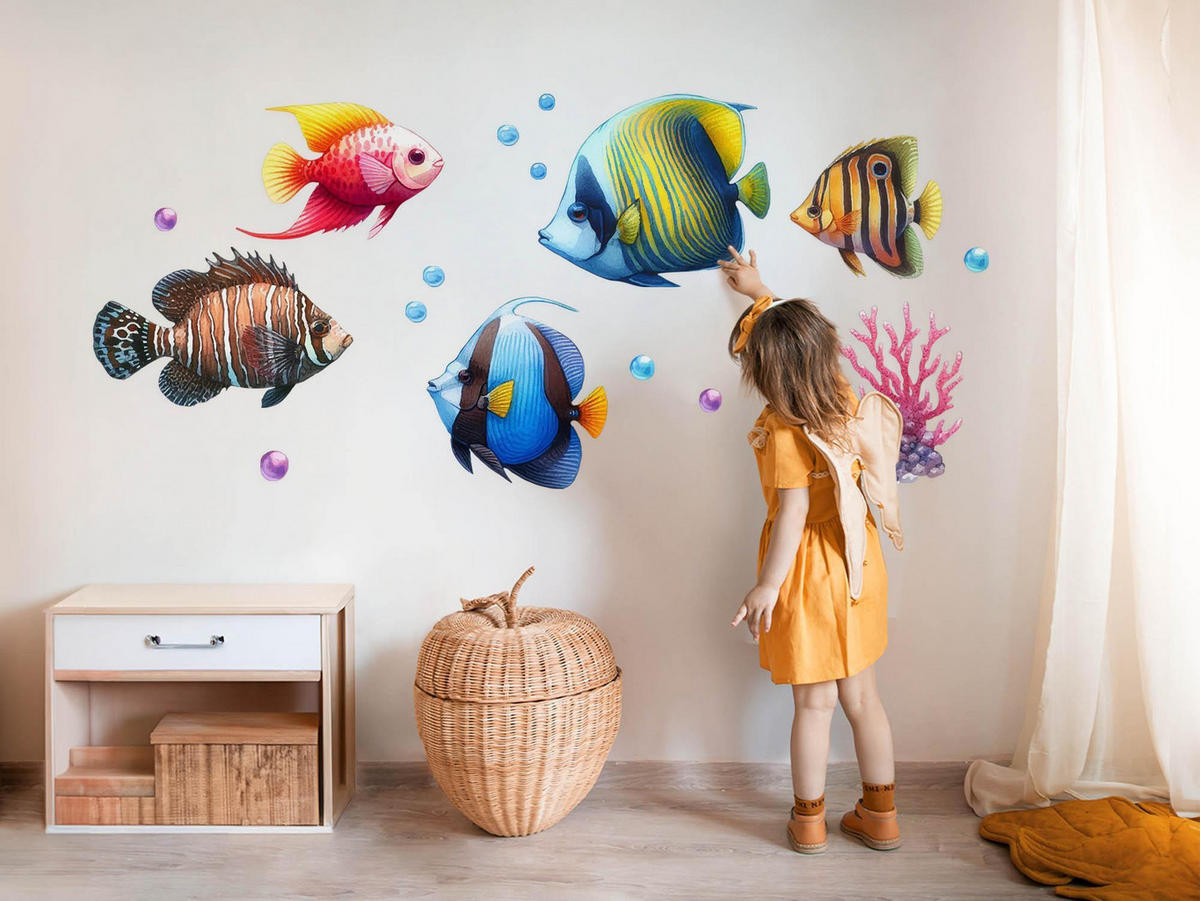 WANDAUFKLEBER 100x152cm - Unterwasserwelt der Fische - Multicolor, Kunststoff (100/152/0.1cm) - Wallfluent