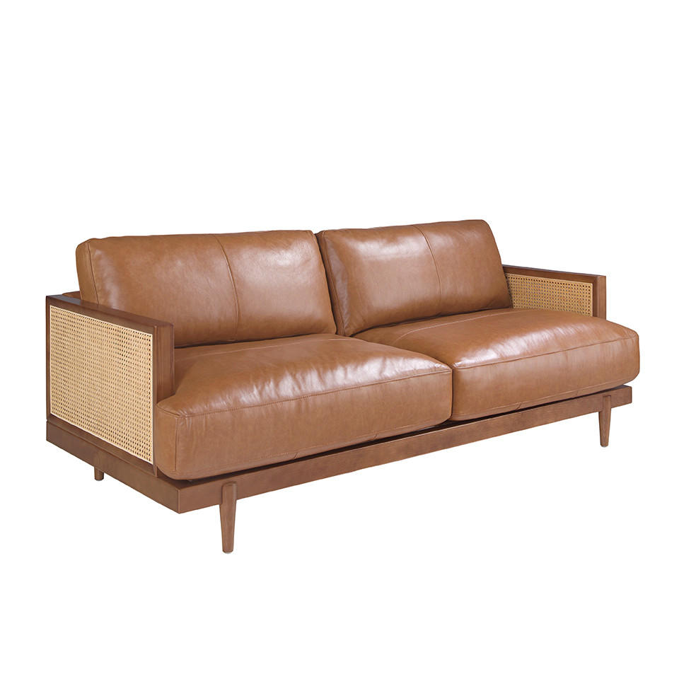 SOFA 3-SITZER Braun | Walnuss 205/96/83 cm - Walnussfarben/Braun, Leder (205/83/96cm) - ANGEL CERDA
