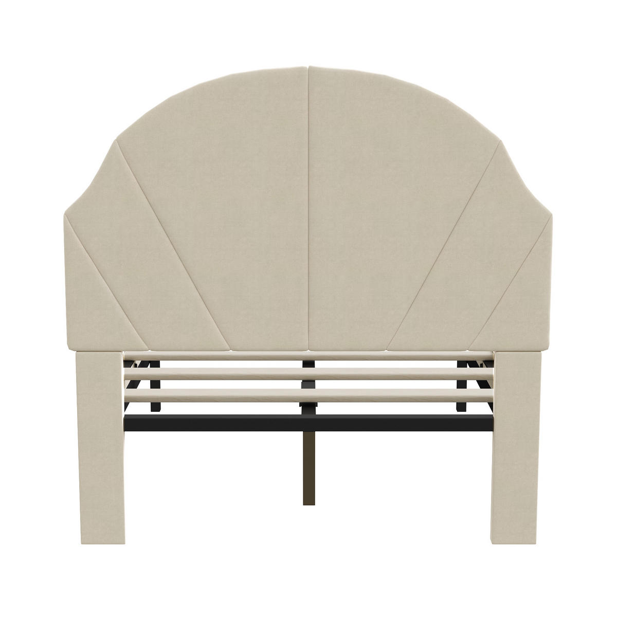 POLSTERBETT 90x200 cm Kinderbett, Einzelbett mit gepolstertem Muschel-Kopfteil, höhenverstellbar, Lattenrost, Beige - Beige, Metall (90/190cm) - EuroLiving