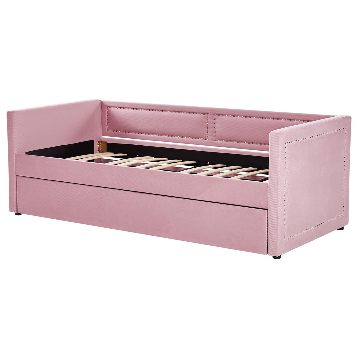 TAGESBETT 90/200 cm Rosa Mimizan - Pink, Naturmaterialien/Textil (90/200cm) - Beliani