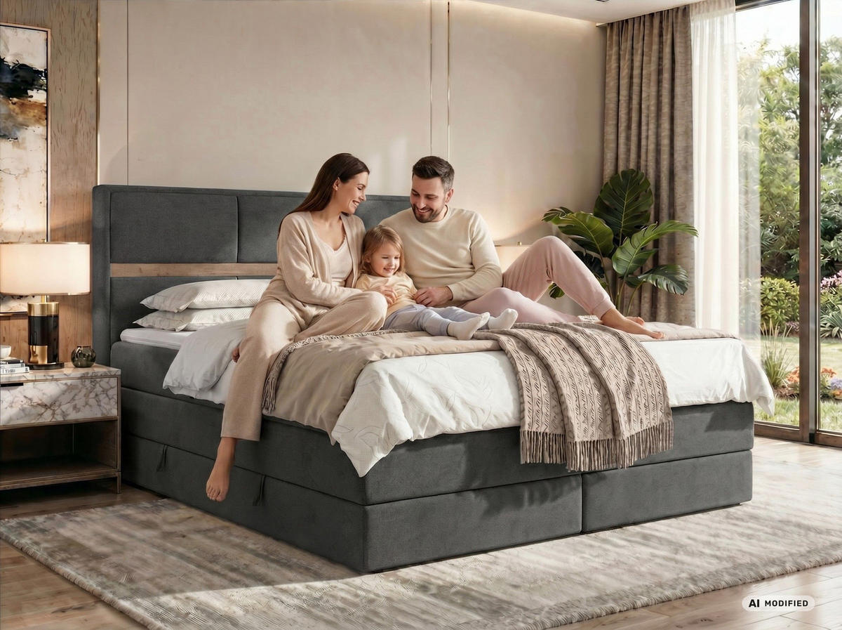 POSTEL BOXSPRING ORVO KING 140/200 - Béžová Manšestr - Topper T25 - H4 - černá/béžová, textil/plast (140/200cm) - MKS