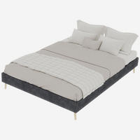 BETTGESTELL 140/200 cm mit niedrigem Rahmen und modernem Design, Dutch-Velvet-Bezug, Grau - Grau, Textil (140/200cm) - Redom