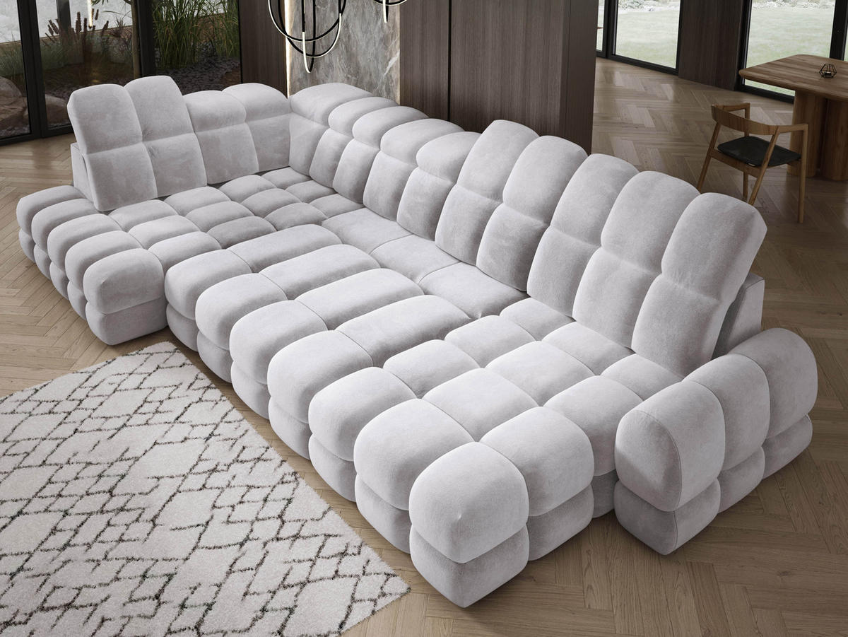ECKSOFA TOLLO Salvador-stoff U-form 400x217x105 cm silber - Alufarben, Holz/Textil (400/217cm) - DomoHome