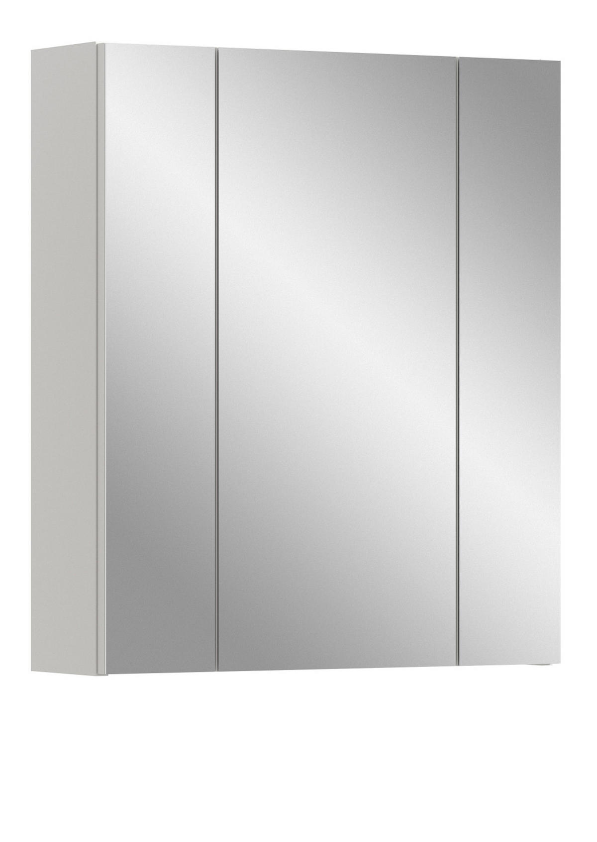 SPIEGELSCHRANK weiß Badschrank, Badschrank 3-türig 60 x 70 cm hängend - Weiß Hochglanz/Weiß, Glas/Holzwerkstoff (60/70/18cm) - Inn.Furn