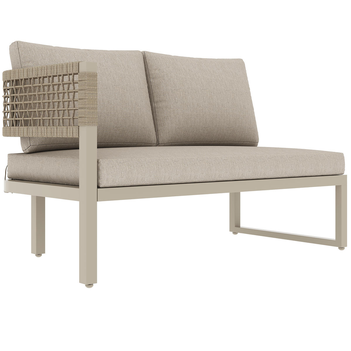 LOUNGEGARNITUR aus Metall & Kunststoffholz 110x58x78cm Beige - Beige, Metall - Modfu
