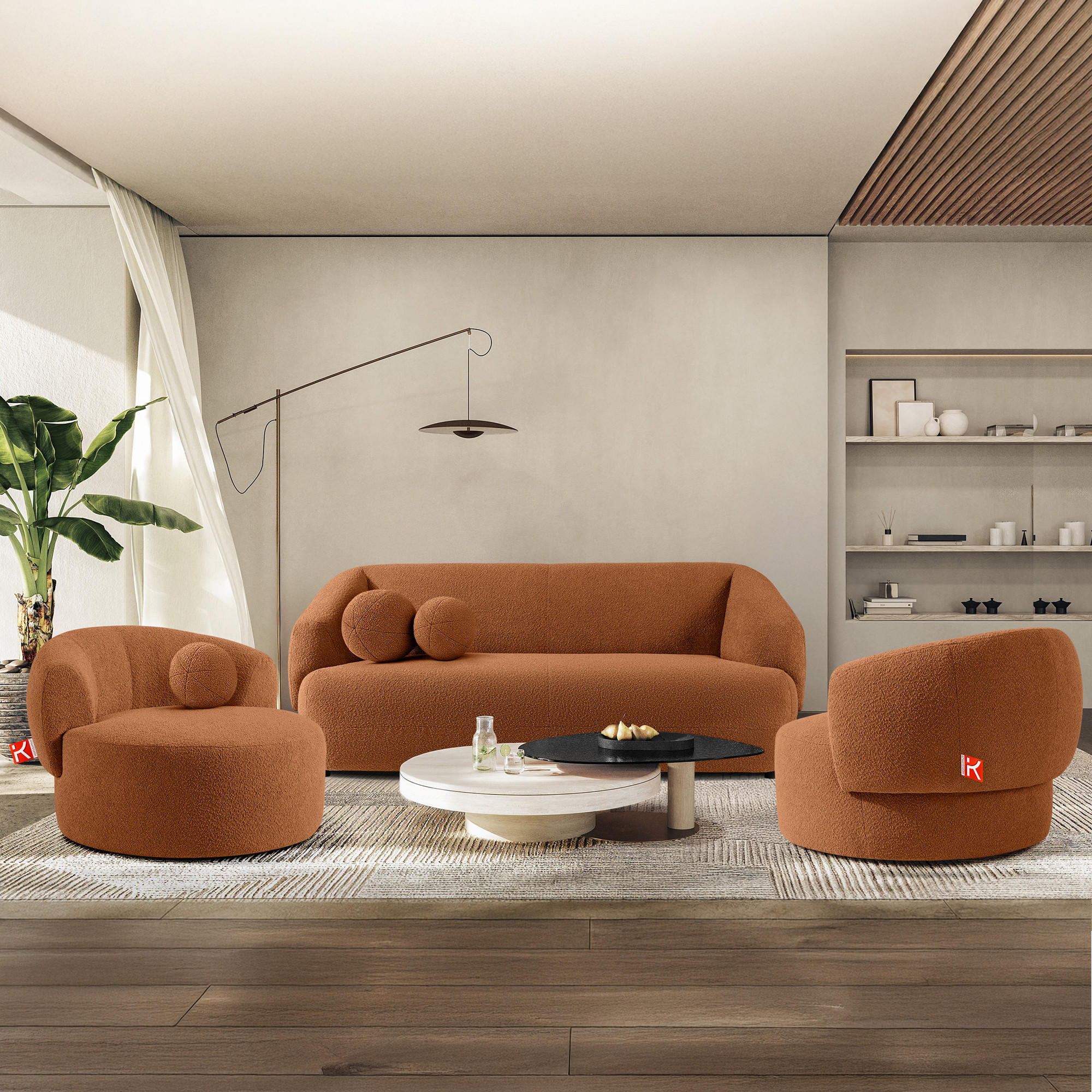 Thumbnail - Konsimo® Drehsessel, Rotbraun, Textil, 105x76x100 cm, Wohnzimmer, Sessel, Polstersessel