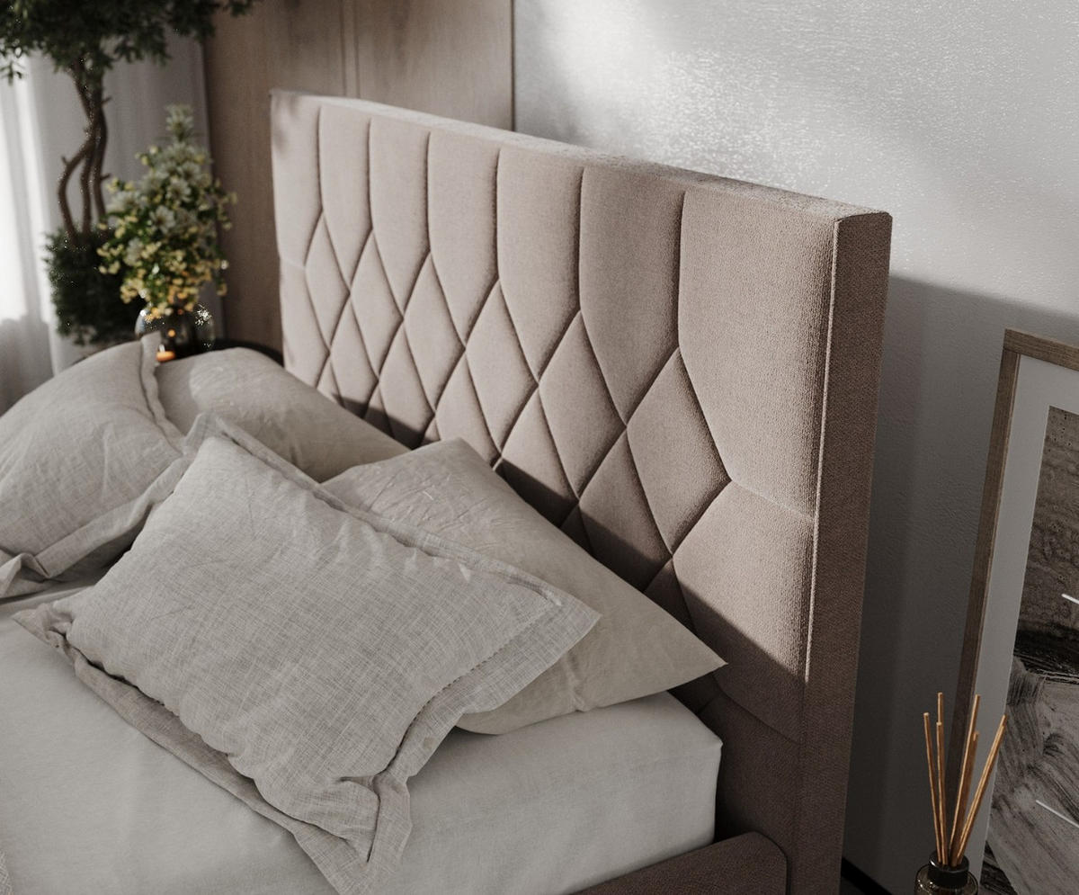 POLSTERBETT Brisa 140/200 cm Braun im Asti Stoff - Schwarz/Naturfarben, Holz/Holzwerkstoff (140/200cm) - AltaBeds