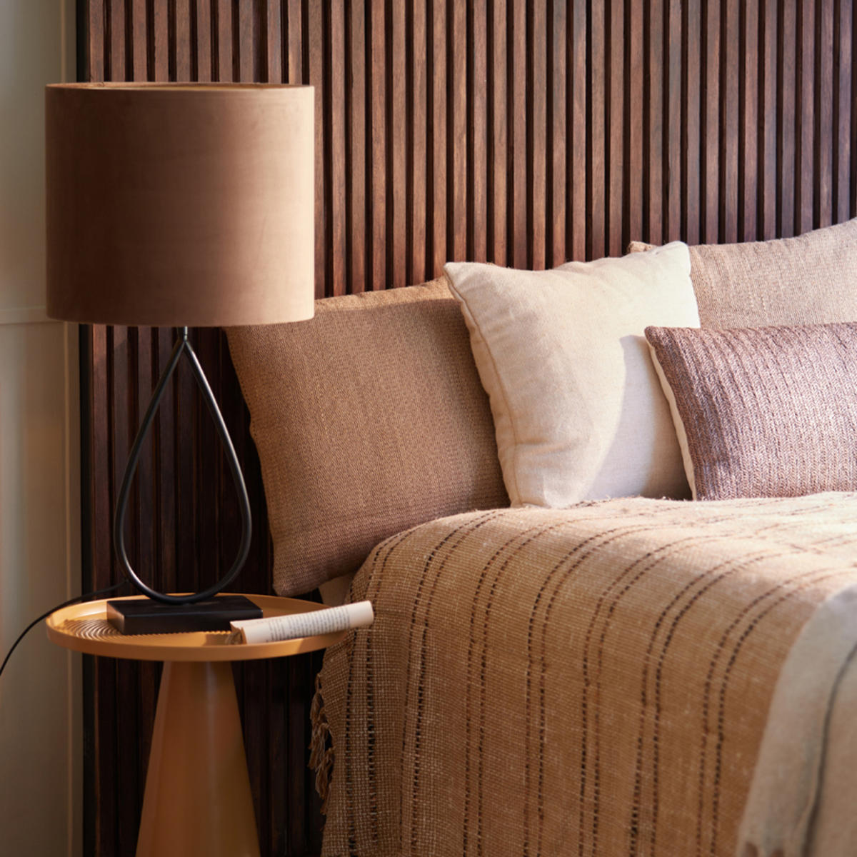 LAMPENSCHIRM Velours Braun Ø35/30 cm - Braun, Textil (35/35/30cm) - Light & Living