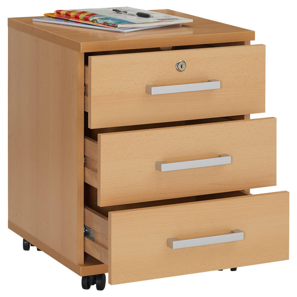 Thumbnail - CARO-Möbel Rollcontainer, Buche, Holzwerkstoff, Mode, 44x58x45 cm, Arbeitszimmer, Container