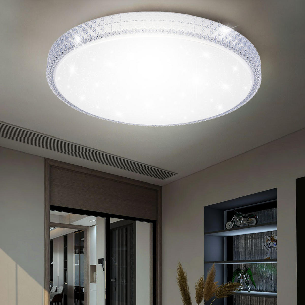 LED DECKENLEUCHTE Kristalle Weiß - Weiß, Metall (60/60/11cm)