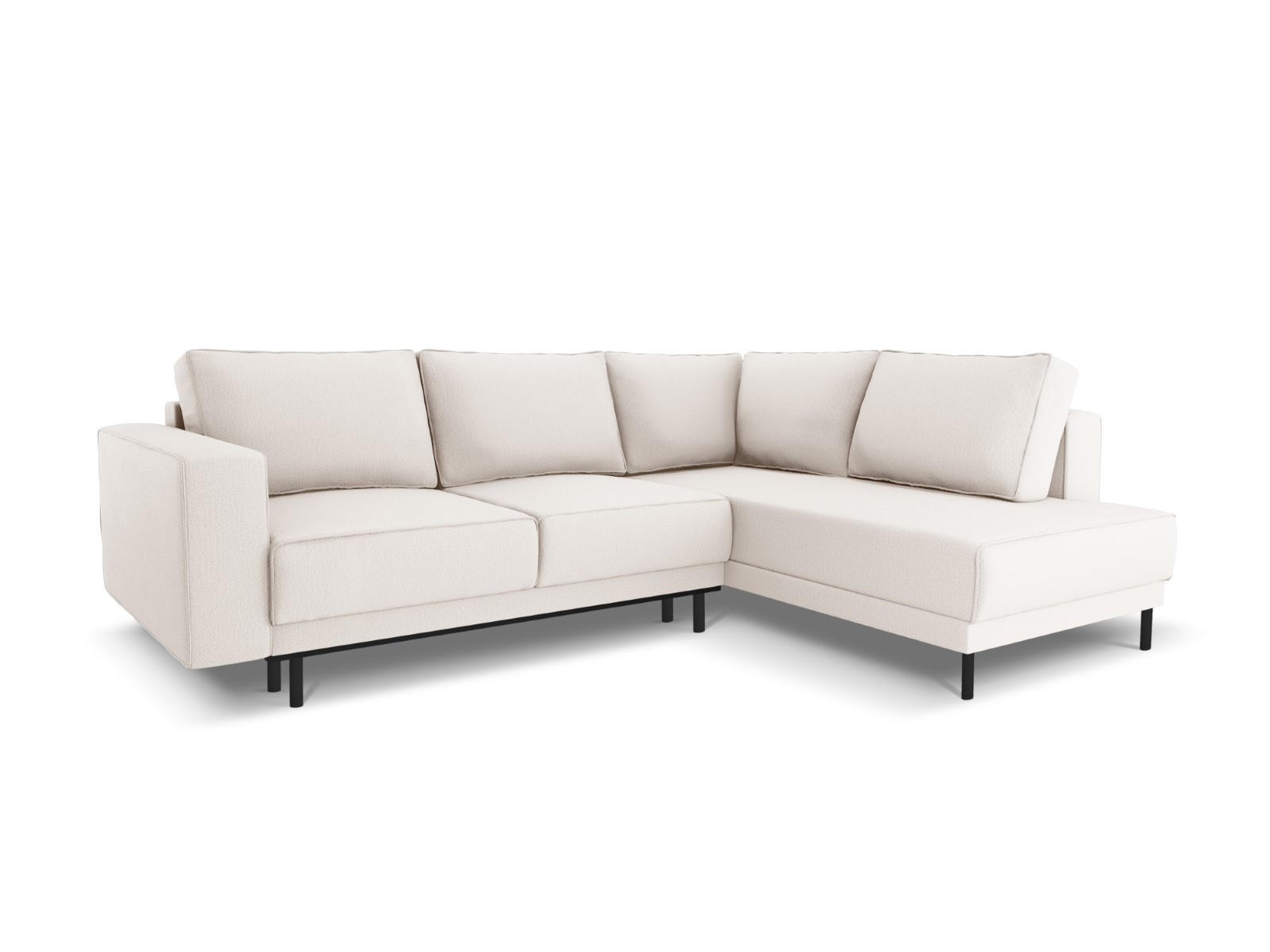 AUSKLAPPBARES-ECKSOFA rechts Caro aus strukturiertem Stoff leichtes beige 5 Sitzplätze - Beige, Textil (187/247cm) - Micadoni