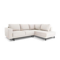 AUSKLAPPBARES-ECKSOFA rechts Caro aus strukturiertem Stoff leichtes beige 5 Sitzplätze - Beige, Textil (187/247cm) - Micadoni