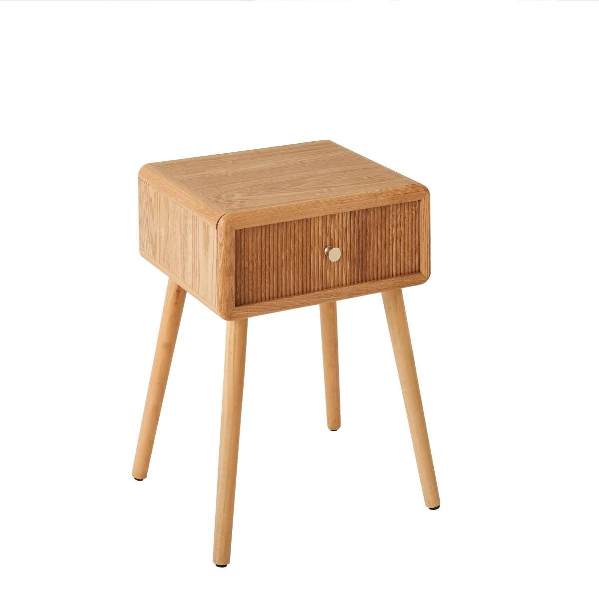 NACHTTISCH mit 1 Schublade und lamellenartiger Front 42/35/52 cm - Eschefarben, Holzwerkstoff (35/52/39cm) - Calicosy