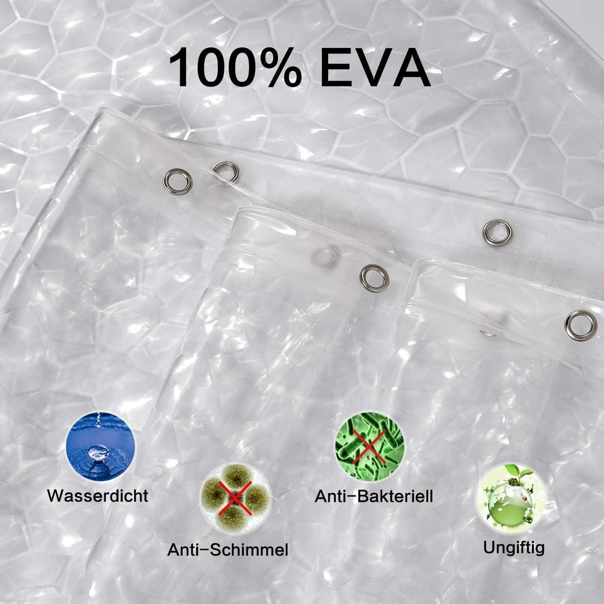 DUSCHVORHANG Anti-Schimmel 120 x 180 cm Transparent - Transparent, Kunststoff (120/180cm)
