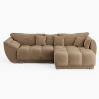 ECKSOFA LARGO Rechts Beige Velours-Stoff L-Form Couch mit Schlaffunktion & Bettkasten - Beige/Schwarz, Holz (285/180cm) - Barchello