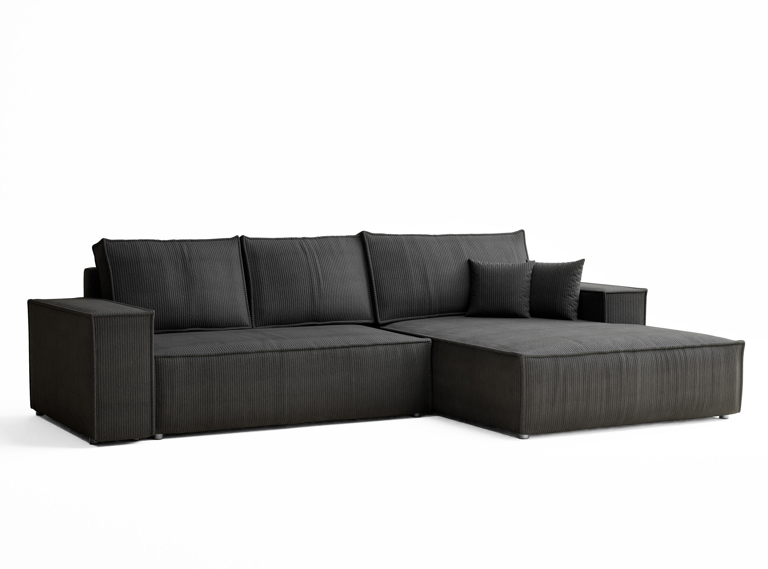 ECKSOFA MIT SCHLAFFUNKTION Maze Anthrazit Samtstoff - Anthrazit/Schwarz, Holz/Holzwerkstoff (294/185cm) - Maison de Reve