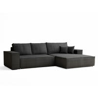 ECKSOFA MIT SCHLAFFUNKTION Maze Anthrazit Samtstoff - Anthrazit/Schwarz, Holz/Holzwerkstoff (294/185cm) - Maison de Reve