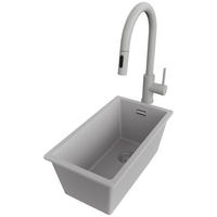 UNTERBAUSPÜLE GRANIT London, 2-er set Grau 26/47 cm 1 Becken + Küchenarmatur 40/20 cm + Ablauf-Set ab 30er Unterschrank - Grau, Kunststoff (26/20/47cm) - Primagran
