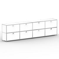 AKTENSCHRANK, 8 Schubladen & Schloss, Breite 302 cm, Signalweiß - Chromfarben/Silberfarben, Metall (40/80.5/302.2cm) - Versee