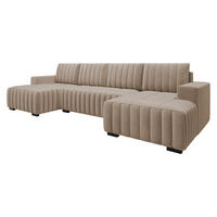 WOHNLANDSCHAFT Hugo U - Hellbraun/Braun, Holz/Textil (310/85/140cm) - MIRJAN24