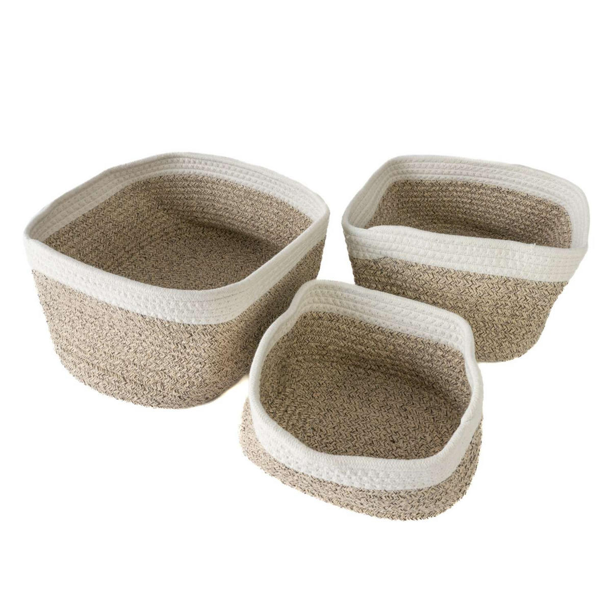 AUFBEWAHRUNGSKORB SET Baumwolle (3-tlg.) - Beige, Textil (22.5/14/33.5cm) - Intirilife