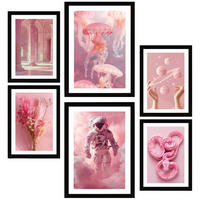 POSTER Set Mit 6 Pinke Komposition A3 & A4 Schwarzer Rahmen - Schwarz, Papier (29/3cm) - Nacnic