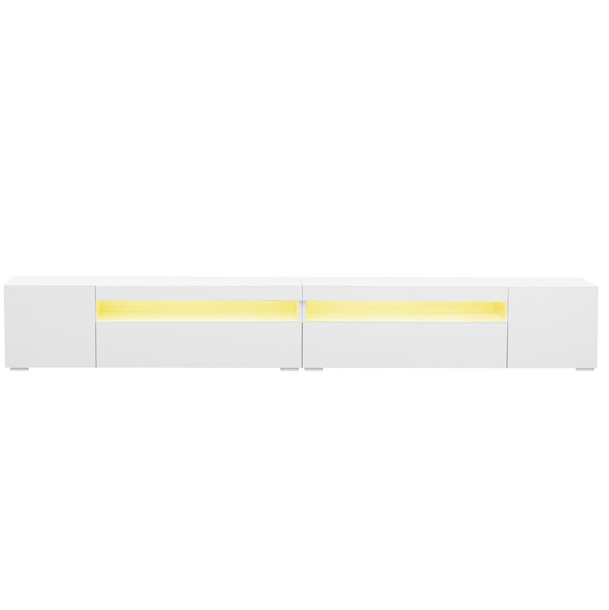 TV-SCHRANK aus MDF 240x38,5x35,5 cm Weiß mit variabler LED-Beleuchtung und symmetrischem Design - Weiß, Holzwerkstoff (240/35.5/38.5cm) - Modfu