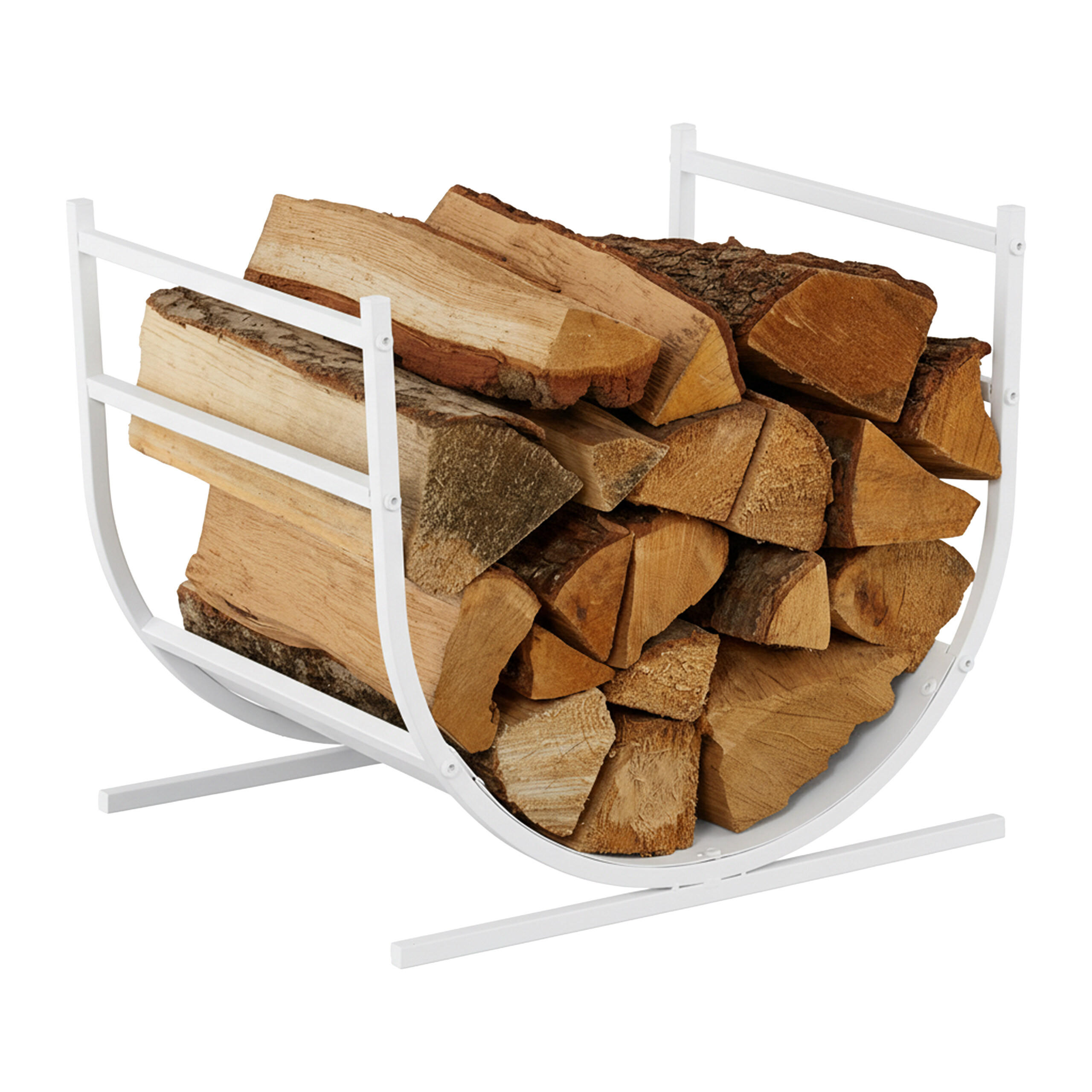 KAMINHOLZREGAL - Weiß, Metall (46/40/38cm) - Relaxdays