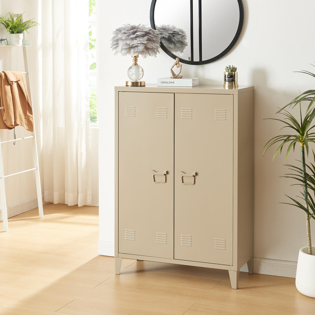 METALLSCHRANK Oripää - Braun, Metall (75/110/33cm) - [en.casa]