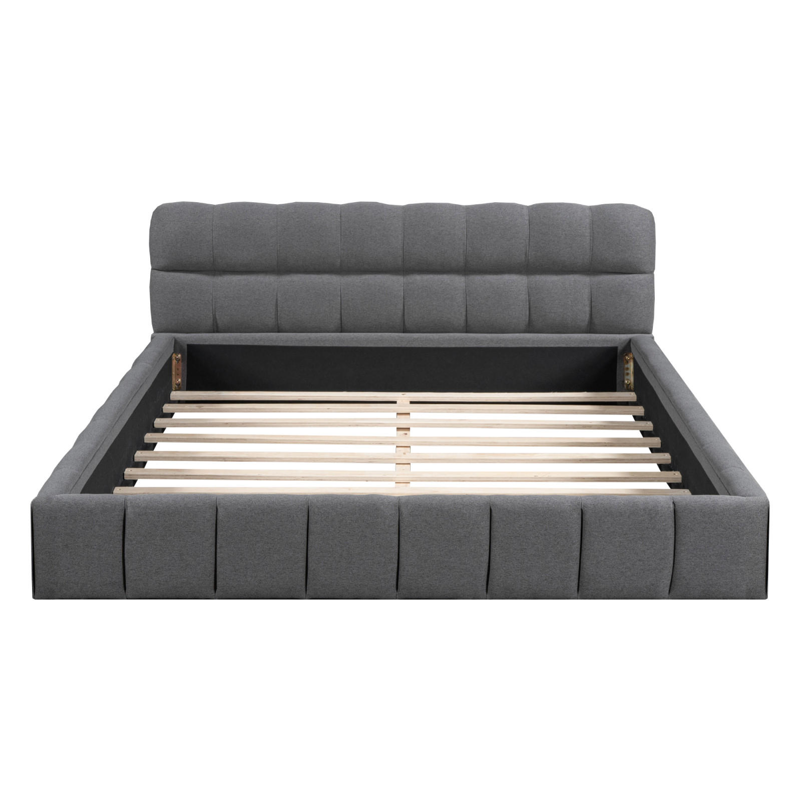 POLSTERBETT Block-Steppung 140/200 cm mit Stoßschutz-Rahmen Leinenoptik Grau - Grau, Textil (140/200cm) - Creahappy