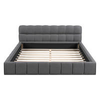 POLSTERBETT Block-Steppung 140/200 cm mit Stoßschutz-Rahmen Leinenoptik Grau - Grau, Textil (140/200cm) - Creahappy