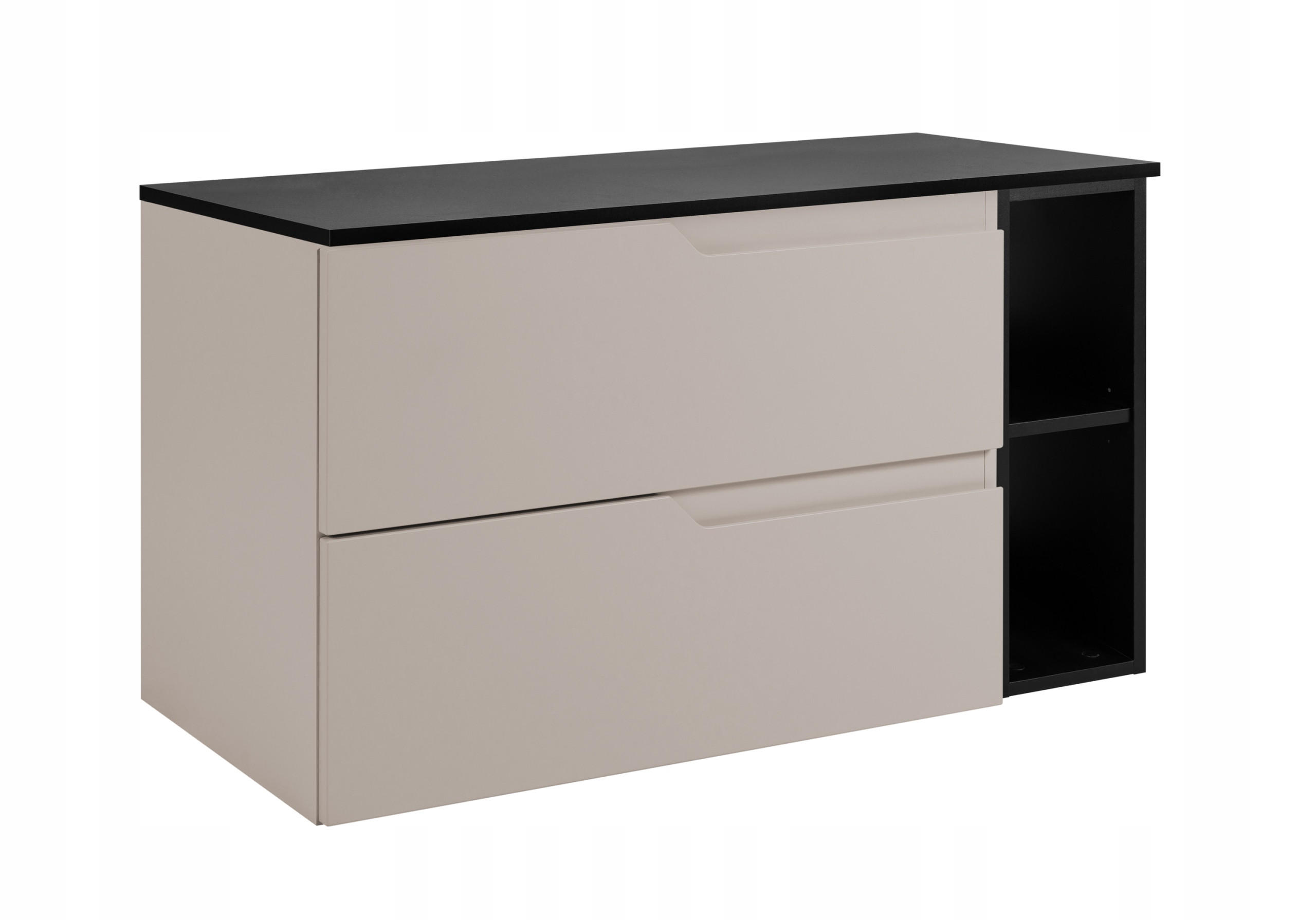 WASCHBECKUNTERSCHRANK MODERN 100 cm mit Arbeitsplatte Farbe: Schwarz mit einem Regal Farbe: Schwarz - Kaschmir - Kaschmir, Holzwerkstoff (100/57/46cm) - Rodan