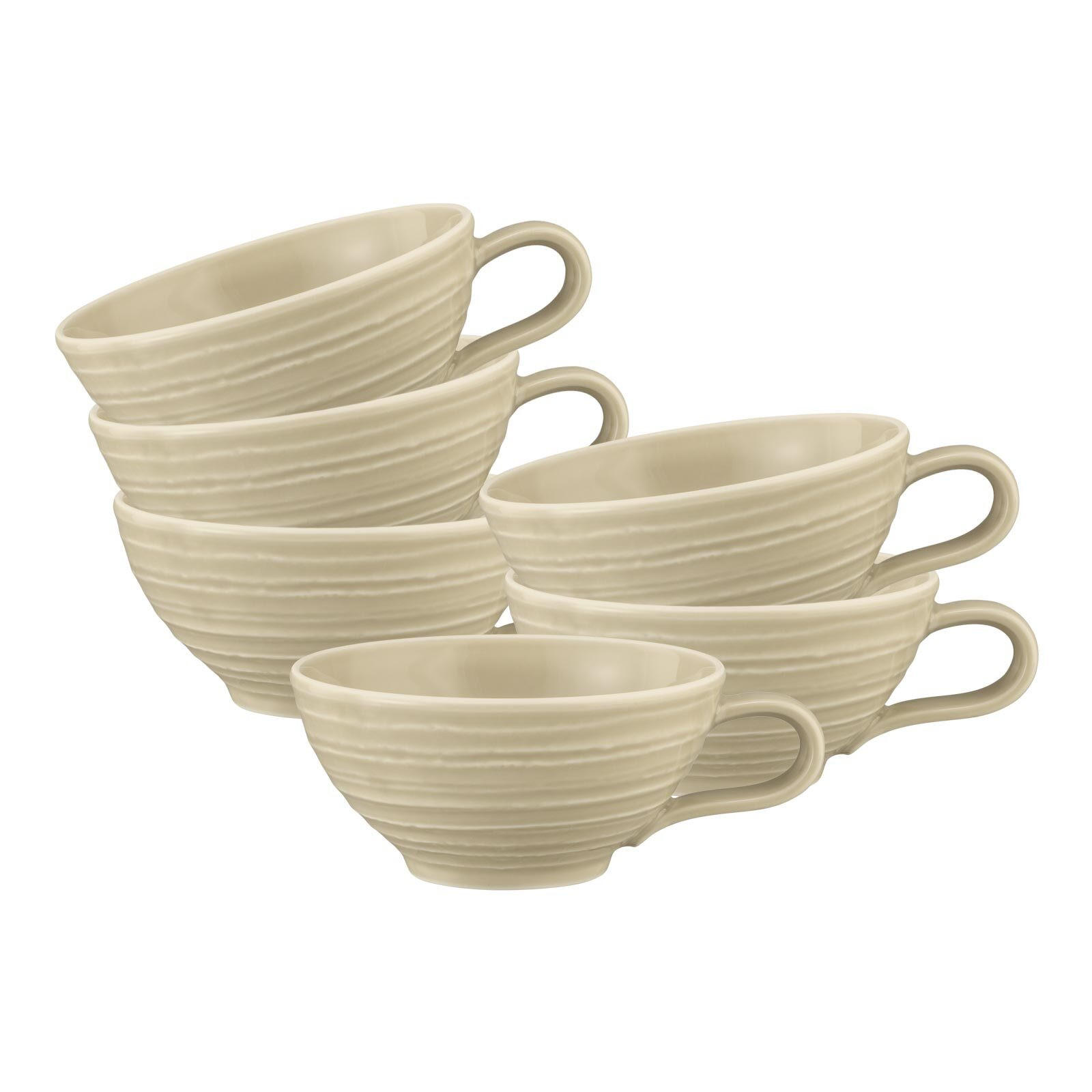 TEETASSEN Terra Erdbraun 140 ml 6er Set - Beige, Keramik (0.14L) - Seltmann Weiden