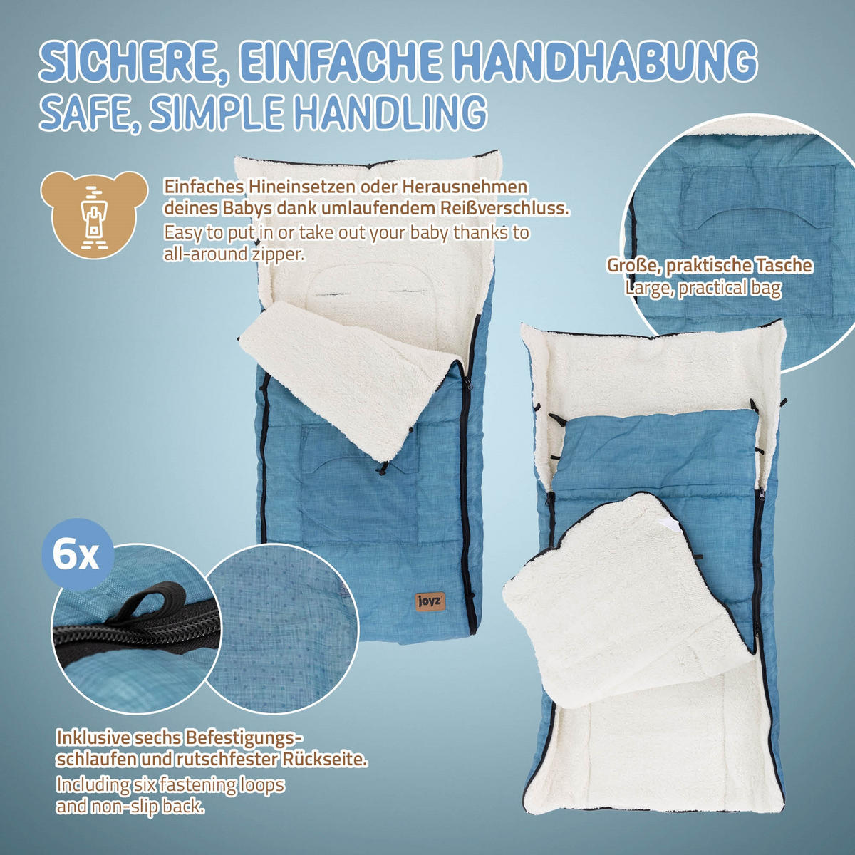 BABYFUSSSACK - Blau, Textil (48/10/94cm) - Joyz