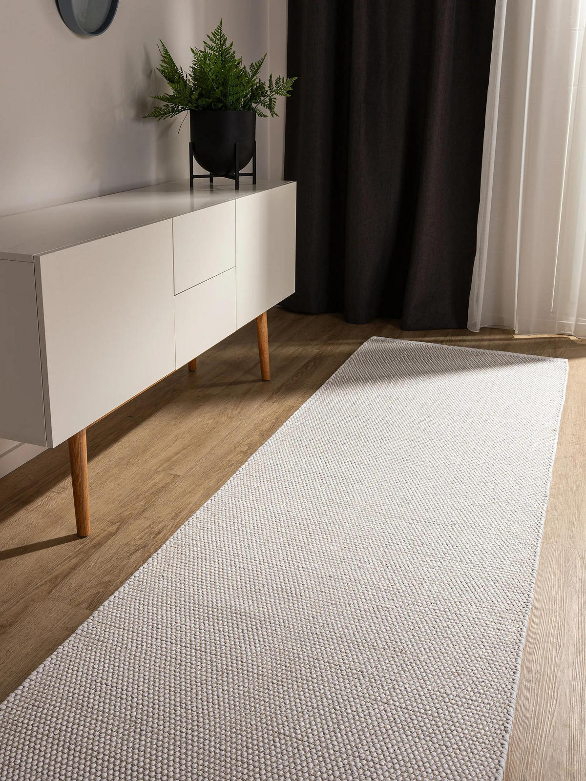 BAUMWOLLLÄUFER Ron handgewebt 80x300 cm - Weiß, Naturmaterialien/Textil (80/300cm) - benuta