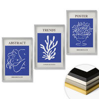 WANDBILDER 3er Set - 40x60 cm Silberner Rahmen - Stilvolle blaue Poster - Silberfarben, Kunststoff (40/60cm) - ArtPrintCave