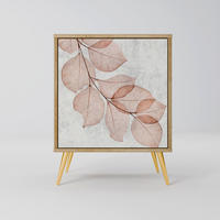 SIDEBOARD AUTUMN FRAGILITY, Eichefarben, 57,5x42x75,5 cm, Goldfarbene Metallfüße - Eichefarben/Goldfarben, Holzwerkstoff/Metall (57.5/75.5/42cm) - SpaceRebels