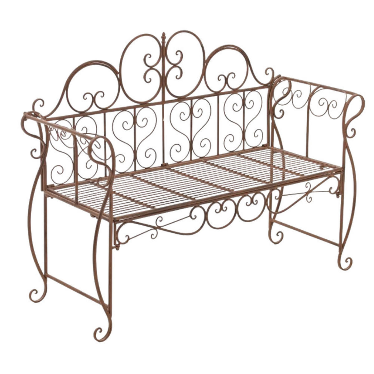 GARTENBANK Lenar Metall Braun 128x46x94cm Metallbank - Braun, Metall (128/94/46cm) - DELUKE