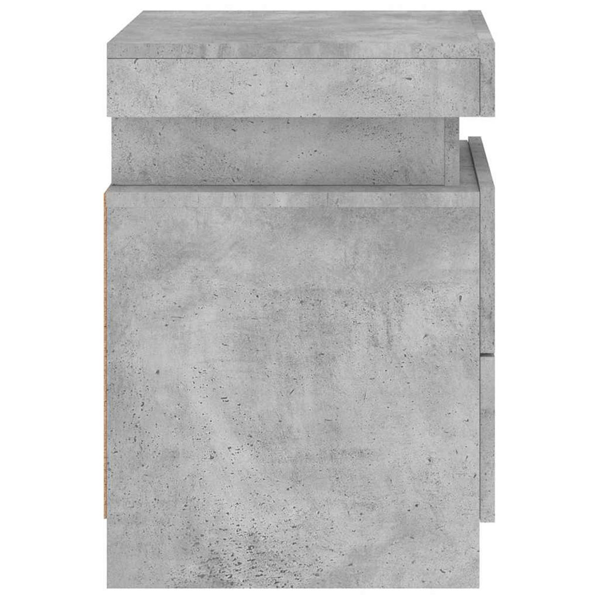 NACHTTISCHE Mit Led-Leuchten 2Er Set Betongrau 35/39/55 Cm - Grau, Holzwerkstoff (39/55/35cm) - vidaXL