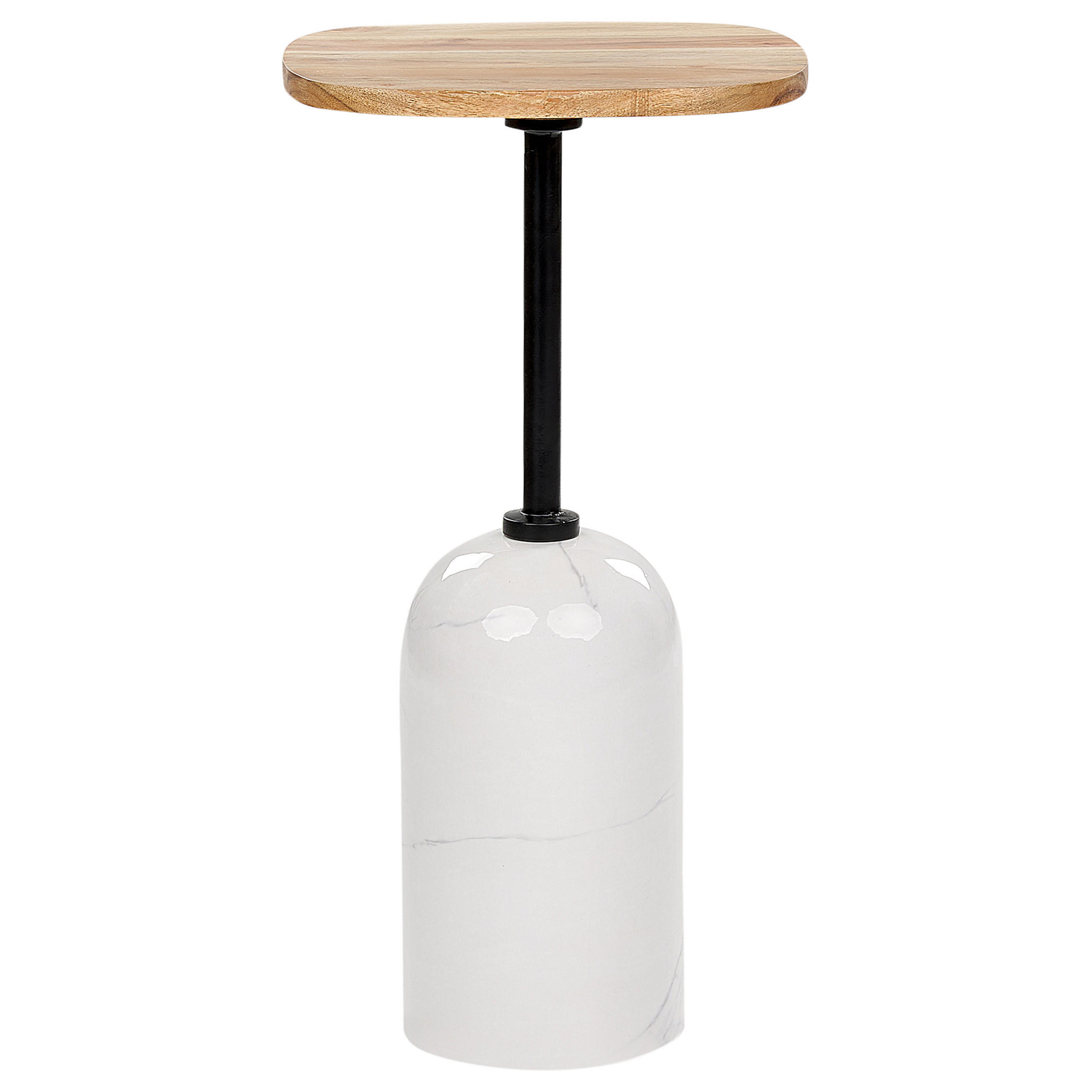 BEISTELLTISCH Metall heller Holzfarbton/weiß rund 30 cm Oasis - Hellbraun/Weiß, Metall (30/30/59cm) - Beliani