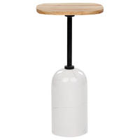 BEISTELLTISCH Metall heller Holzfarbton/weiß rund 30 cm Oasis - Hellbraun/Weiß, Metall (30/30/59cm) - Beliani