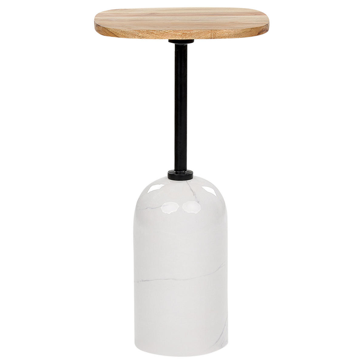 BEISTELLTISCH Metall heller Holzfarbton/weiß rund 30 cm Oasis - Hellbraun/Weiß, Metall (30/30/59cm) - Beliani