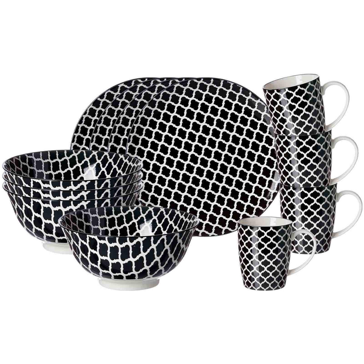 FRÜHSTÜCKSSET Takeo Swing schwarz-weiß 12er Set - Schwarz/Weiß, Keramik (1/1/1cm) - Ritzenhoff Breker